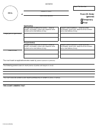 Form 25 Order (General) Temporary/Final - Ontario, Canada