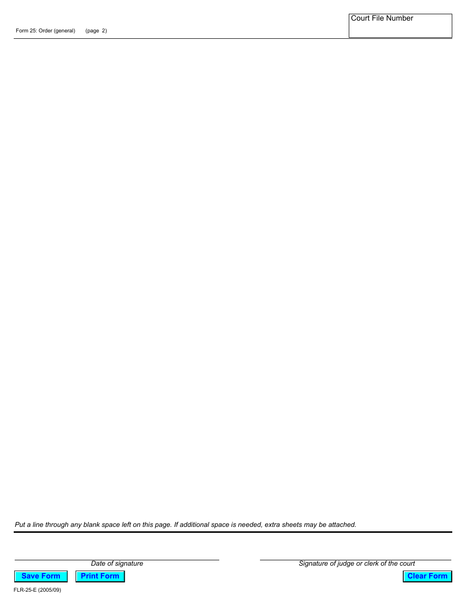 Form 25 Order (General) Temporary / Final - Ontario, Canada, Page 2