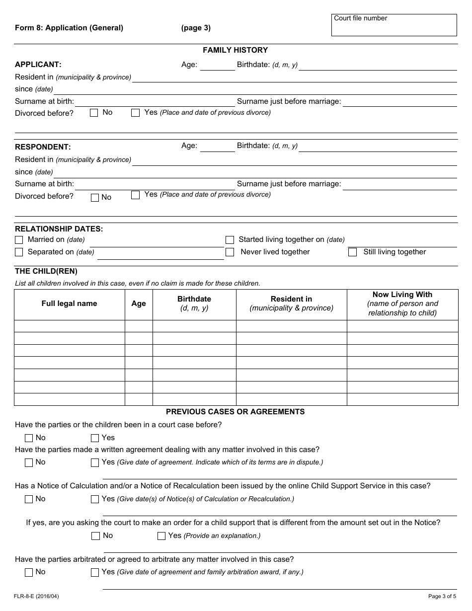 Form 8 Application (General) - Ontario, Canada, Page 3