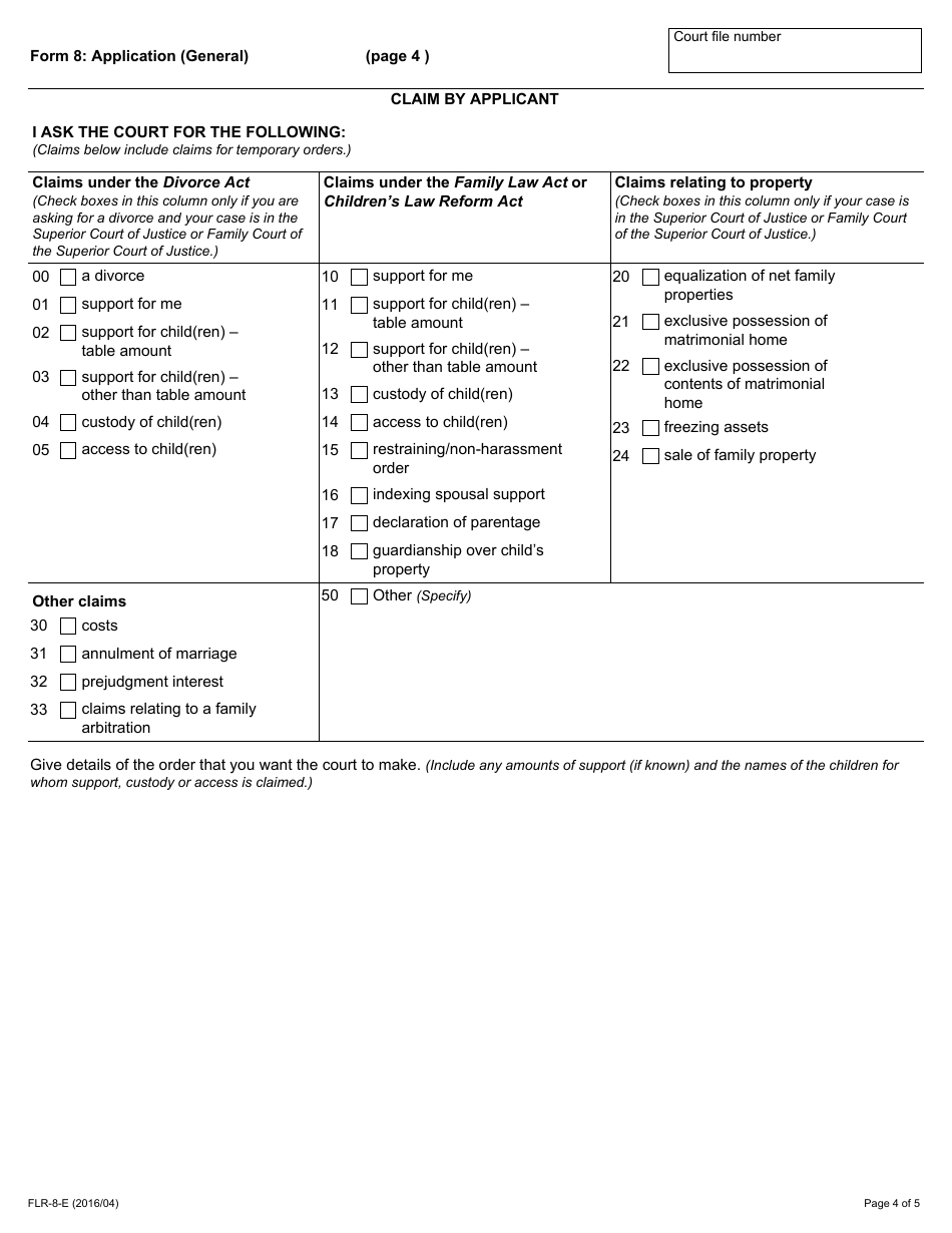 Form 8 Application (General) - Ontario, Canada, Page 4
