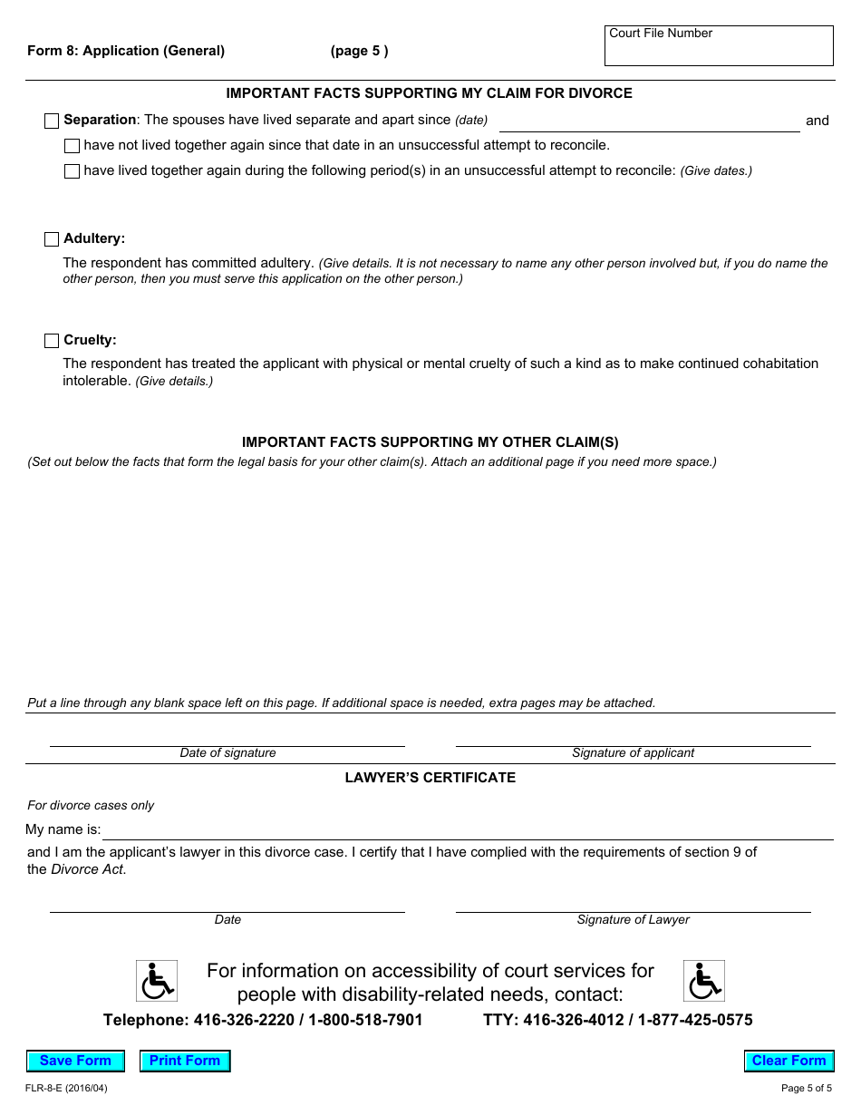 Form 8 Application (General) - Ontario, Canada, Page 5