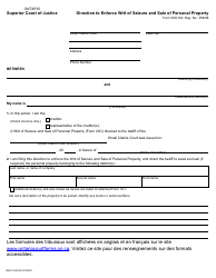 Form 20O Direction to Enforce Writ of Seizure and Sale of Personal Property - Ontario, Canada