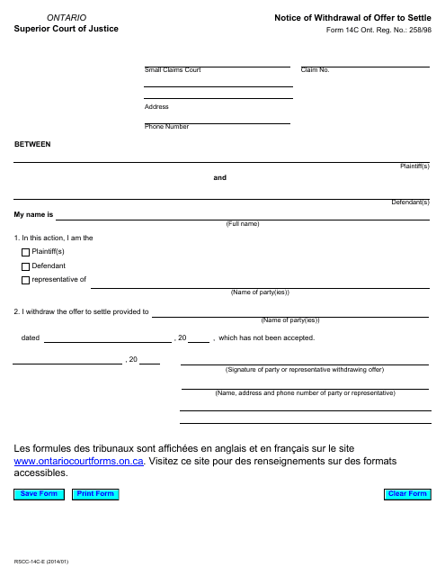 Form 14C  Printable Pdf