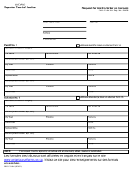 Form 11-2A Request for Clerk&#039;s Order on Consent - Ontario, Canada