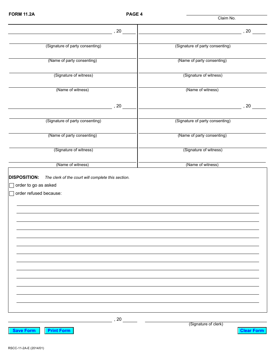 Form 11-2A Request for Clerks Order on Consent - Ontario, Canada, Page 4