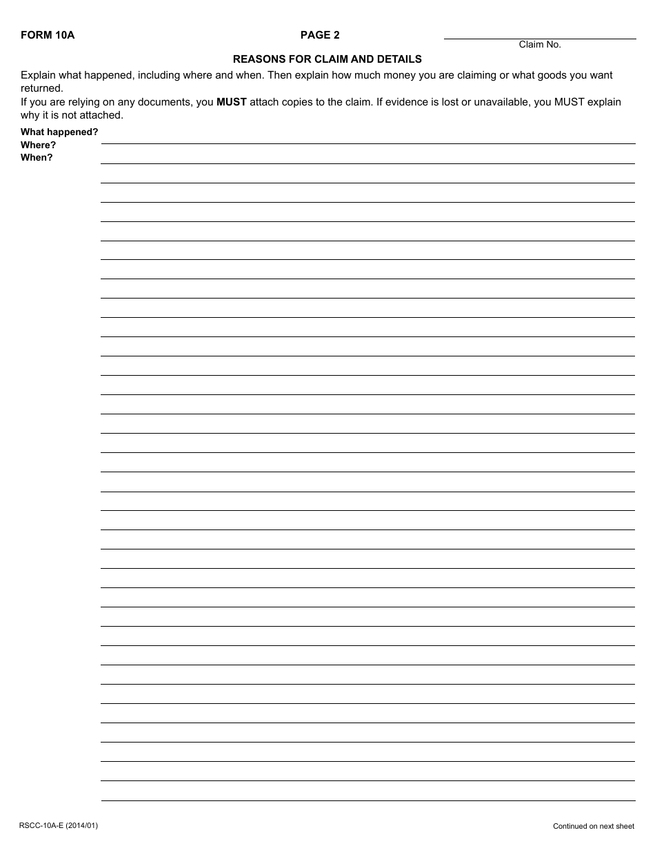 Form 10A Defendants Claim - Ontario, Canada, Page 3