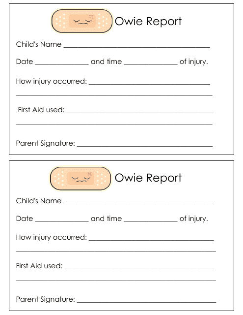 Owie Report Template for Kids Download Pdf