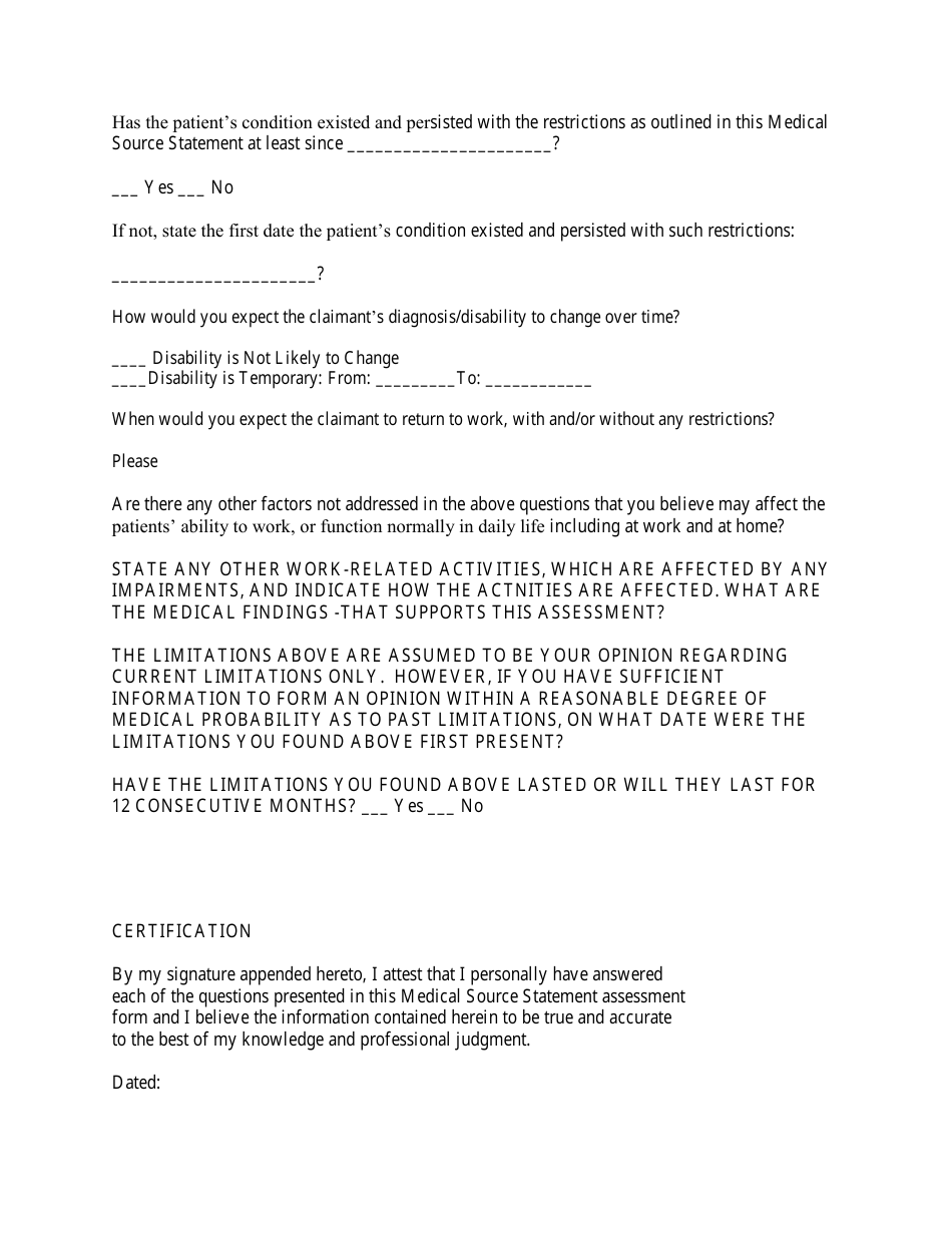 Residual Functional Capacity Form - Ssa Listed Disorders, Page 12