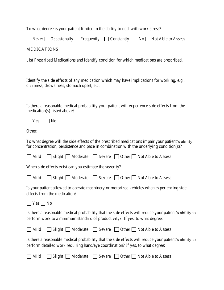 Residual Functional Capacity Form Ssa Listed Disorders Fill Out Sign Online And Download 9151