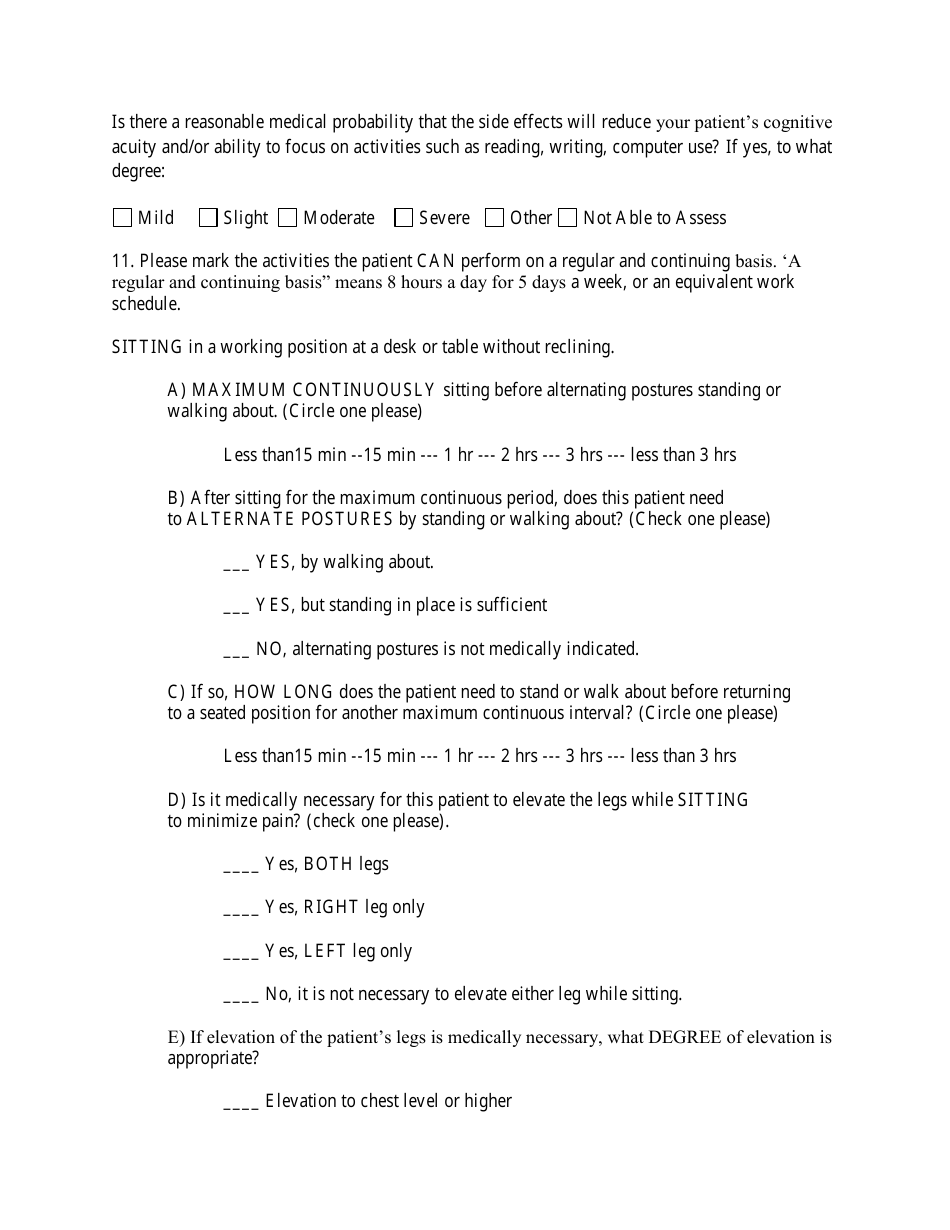 Residual Functional Capacity Form Ssa Listed Disorders Fill Out Sign Online And Download 6934