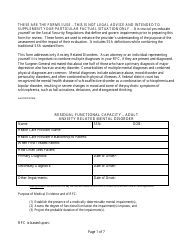 Residual Functional Capacity Form - Adult Anxiety Related Mental Disorder