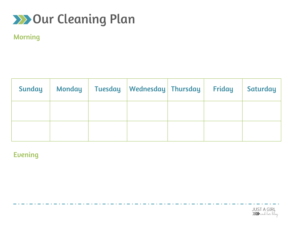 Weekly Cleaning Plan Template Just A Girl Download Printable Pdf Templateroller