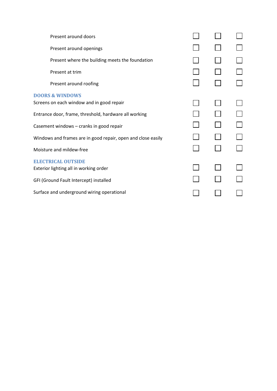 Exterior Home Inspection Checklist Template - Ilovetoknow, Page 3