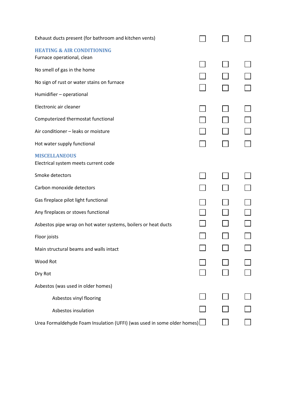 Interior Home Inspection Checklist Template - Ilovetoknow, Page 3