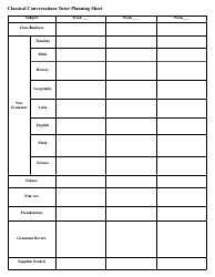 Document preview: Classical Conversations Tutor Planning Sheet Template