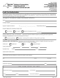 Document preview: Form DOS-0985-F Credit Card Authorization - New York