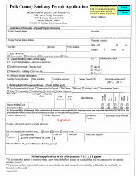 Document preview: Polk County Sanitary Permit Application - Polk County, Wisconsin