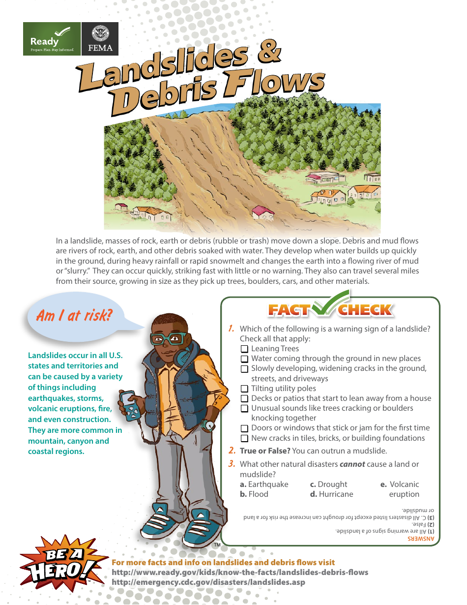 Landslides / Debris Flow Fact Sheet, Page 1
