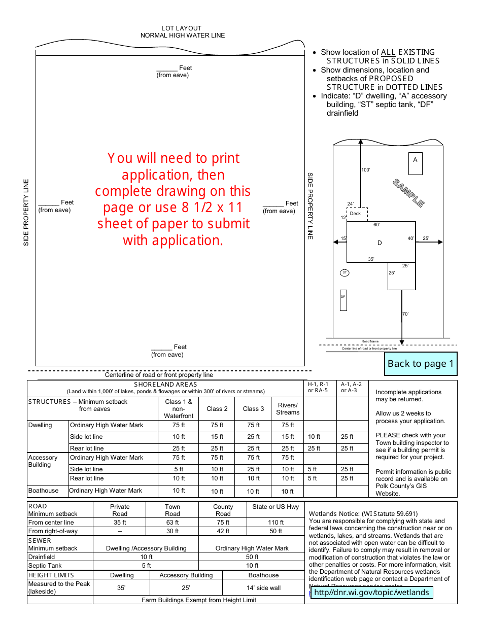 Polk County Land Use Permit Application - Polk County, Wisconsin, Page 2
