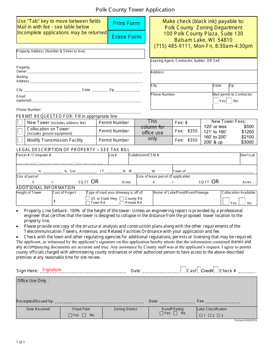 Polk County, Wisconsin Polk County Tower Application Download Fillable ...
