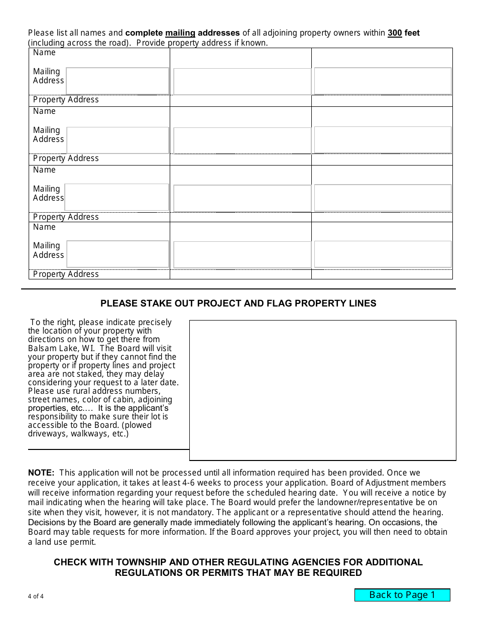 Polk County Variance Application - Polk County, Wisconsin, Page 4