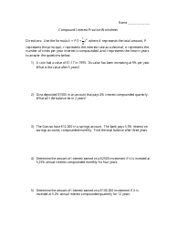 Document preview: Compound Interest Practice Worksheet