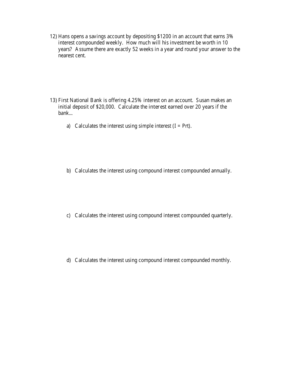 Compound Interest Practice Worksheet Download Printable PDF