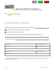 Document preview: Form A-270 Waiver of Confidentiality Provisions Relating to Wisconsin Tax Return Information - Wisconsin