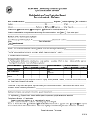 Document preview: Multidisciplinary Team Evaluation Report Template - Speech Impaired - Disfluency - South Bend Community School Corporation