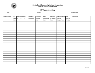 Document preview: Iep Appointment Log Template - South Bend Community School Corporation