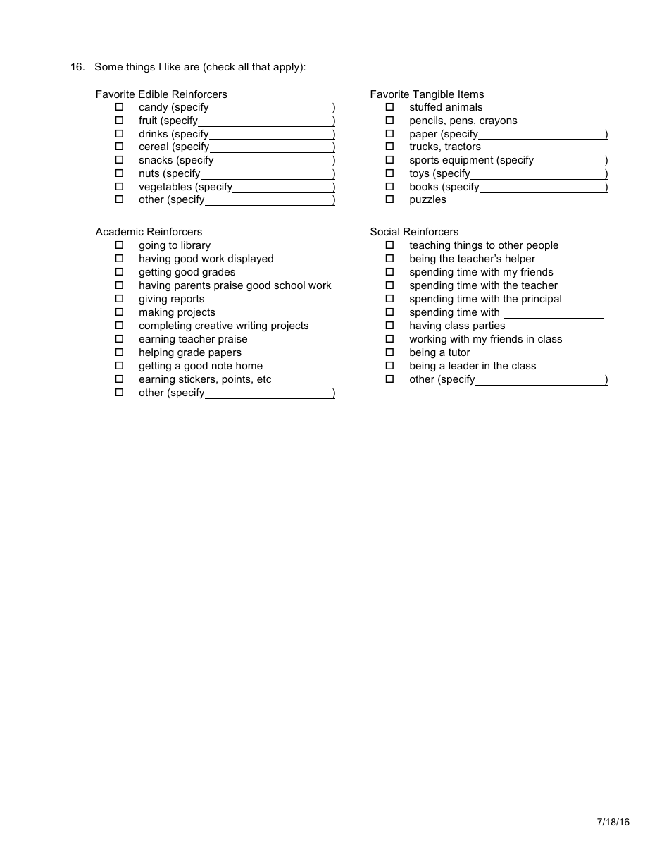 Student Reinforcement Survey Template - South Bend Community School Corporation, Page 2