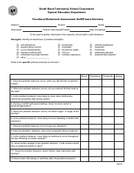 Document preview: Functional Behavioral Assessment Staff/Parent Interview Form - South Bend Community School Corporation