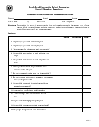 Student Functional Behavior Assessment Interview Form - South Bend Community School Corporation