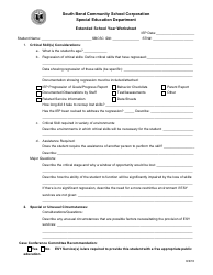 Document preview: Extended School Year Worksheet Template - South Bend Community School Corporation