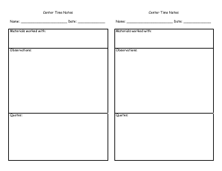 Document preview: Center Time Notes Template