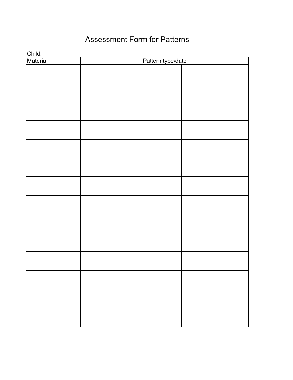 Assessment Form for Patterns - Fill Out, Sign Online and Download PDF ...