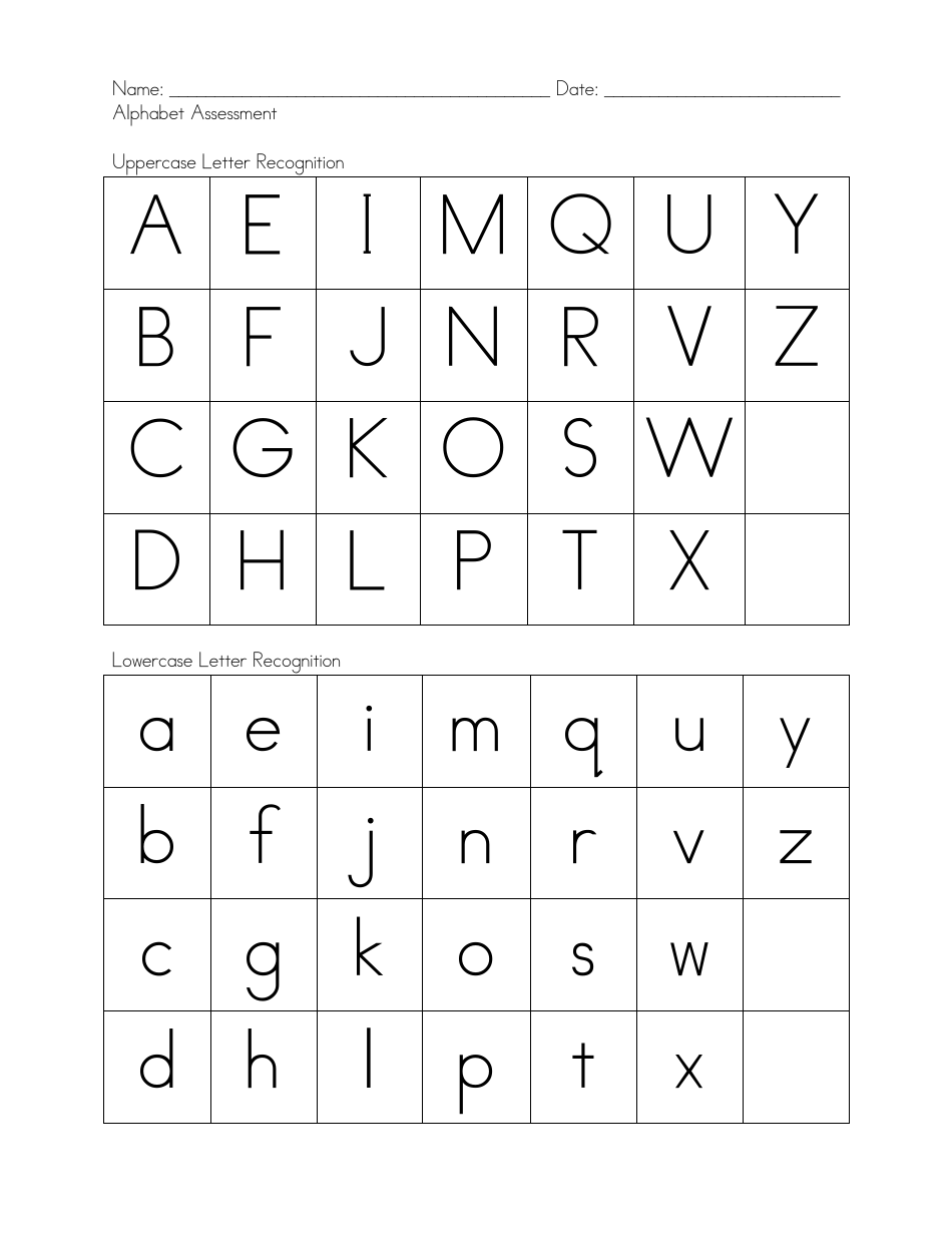 alphabet letter recognition assessment template download printable pdf