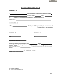 Document preview: Roommate Release Form - Florida