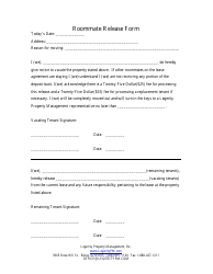 Document preview: Roommate Release Form - Legerity Property Management, Inc.
