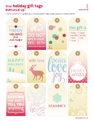 Document preview: Holiday Gift Tags Template Set - Buttoned up