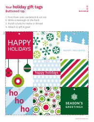 Document preview: Holiday Gift Tag Template Set - Buttoned up