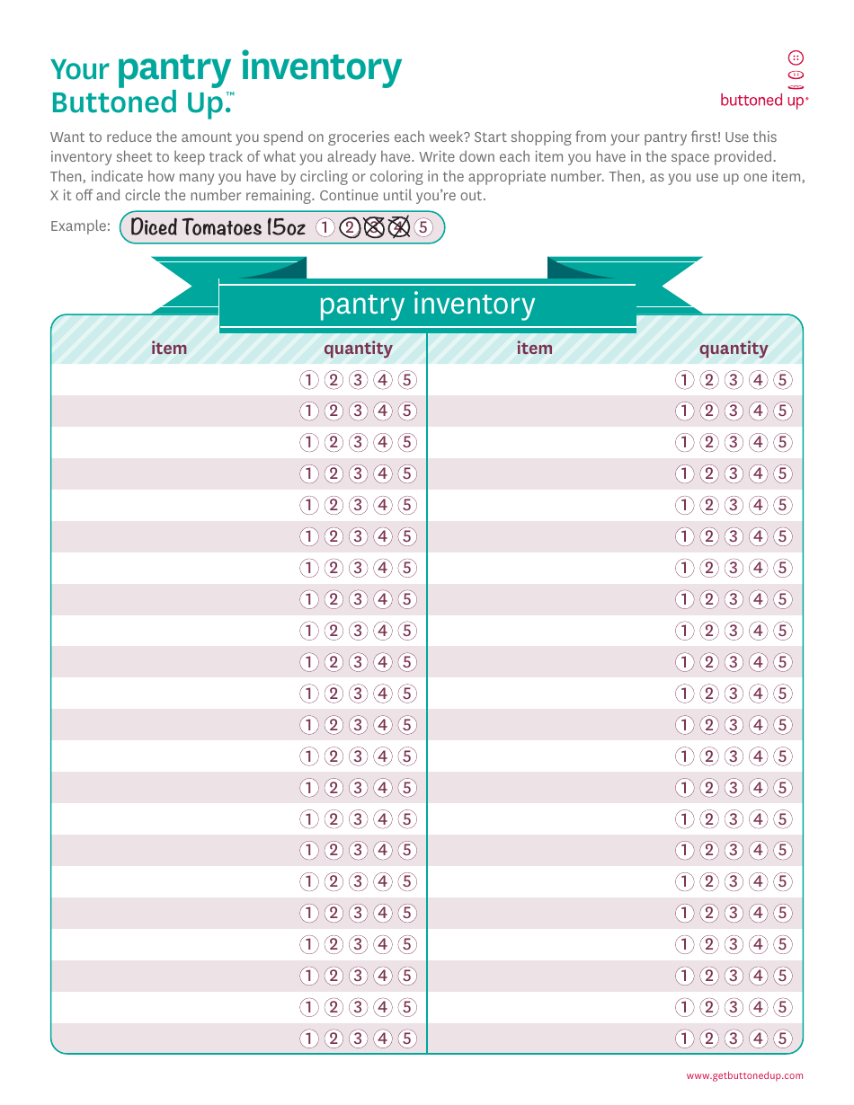 Pantry Inventory Spreadsheet Template