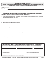 Document preview: Risk Assessment Form - Student Science