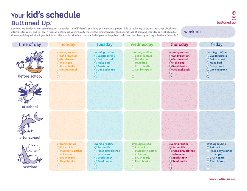 Kid's Daily Schedule Template