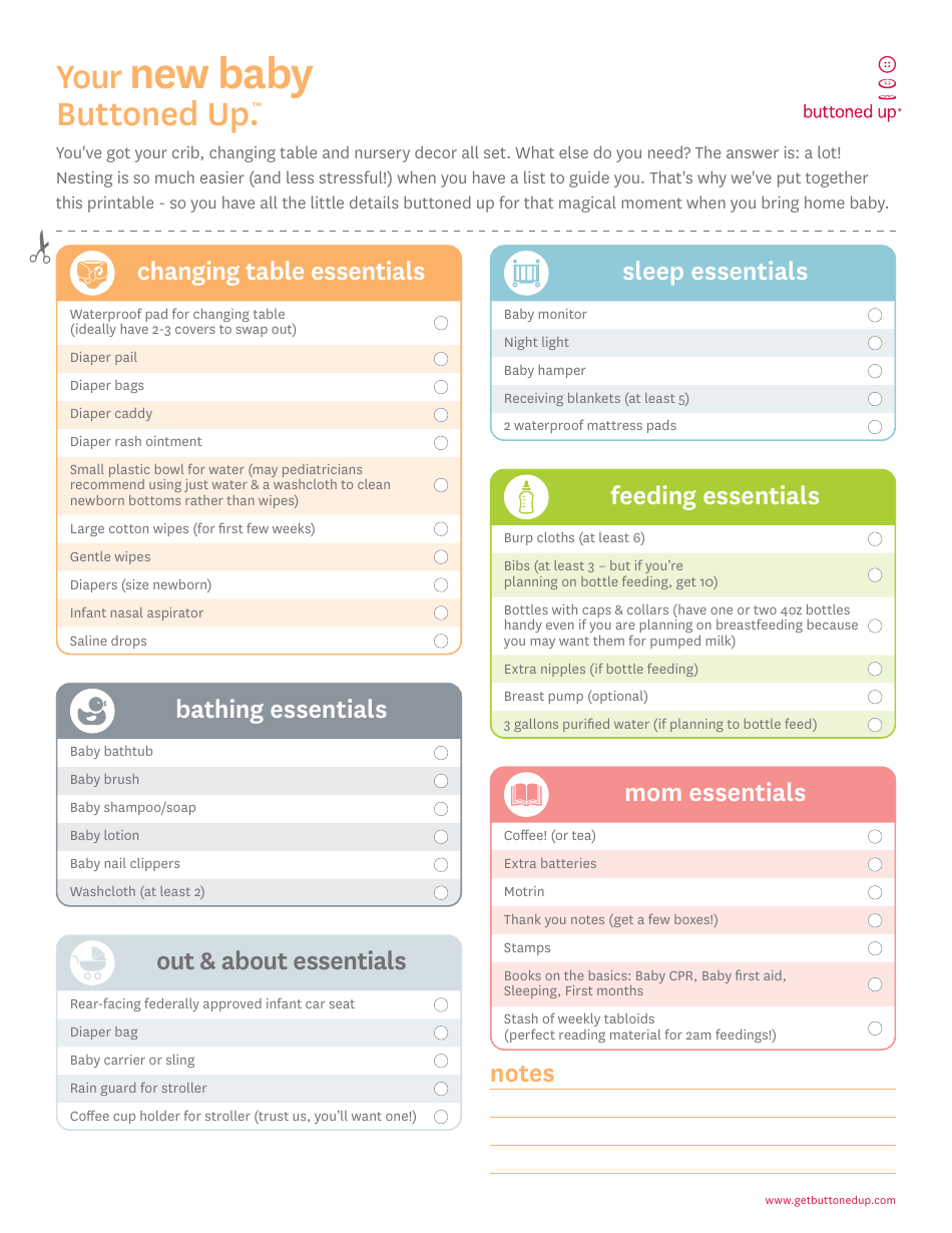 New Baby Shopping List Template Buttoned up Download Printable PDF