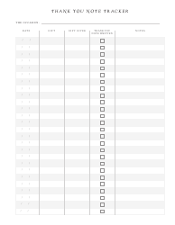 Document preview: Thank You Note Tracker Template