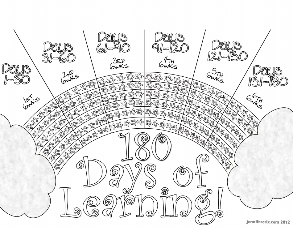180 Days of Learning Goal Tracking Sheet - Black & White