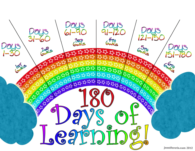 180 Days of Learning Goal Tracking Sheet - Full Color Rainbow