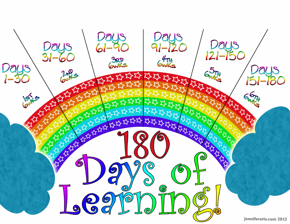 Full Color Rainbow 180 Days of Learning Goal Tracking Sheet