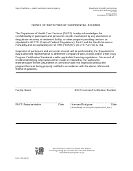 Document preview: Form DHCS5054 Notice of Inspection of Confidential Records - California